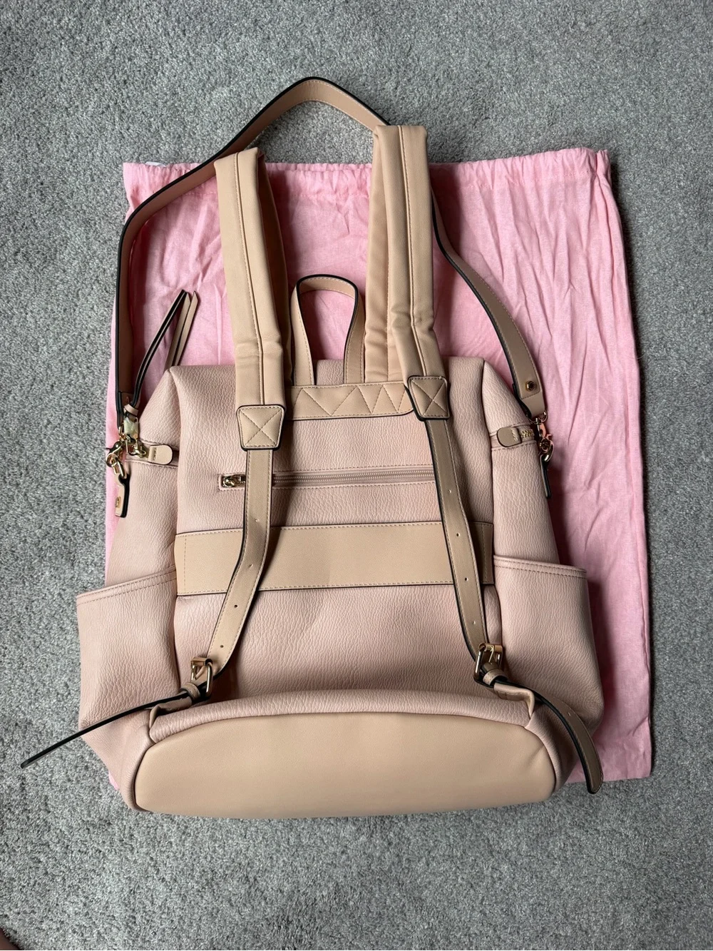 Poppy & Peonies Blush Beige Convertible Backpack Tote
